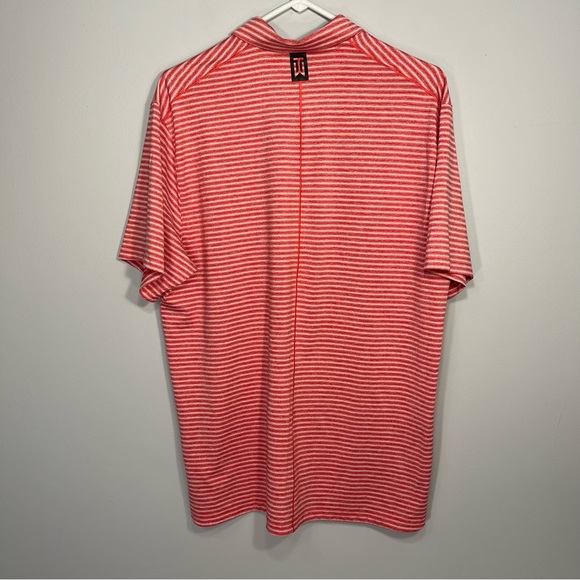 Nike Tiger Woods Polo Shirt Mens Large Red Stripes Golf Dri-Fit Embroidered Logo - Picture 2 of 12